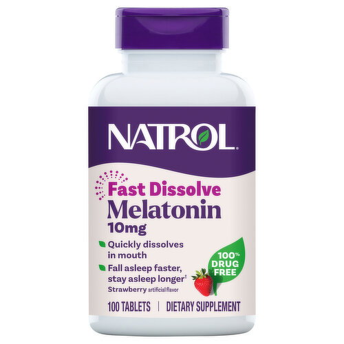 Natrol Tablets Fast Dissolve Strawberry 10 mg Melatonin Image 1 of 2