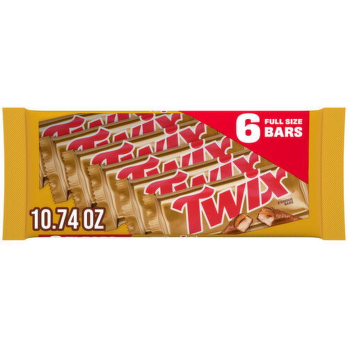 Twix TWIX Caramel Chocolate Cookie Candy Bar Bulk Pack, 10.74 oz (Pack of 6)