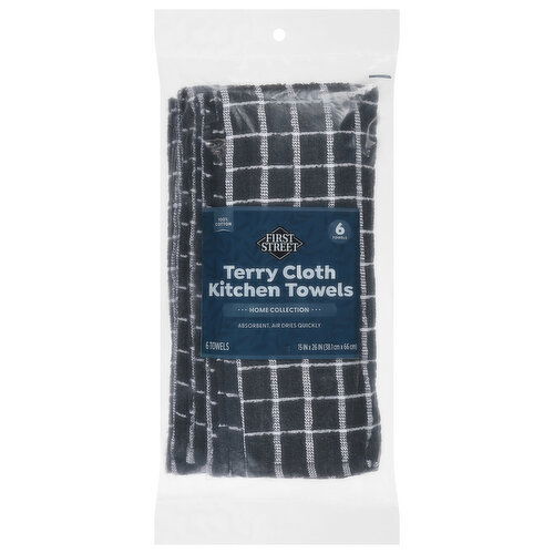First Street Kitchen Towels, Terry Cloth, Black