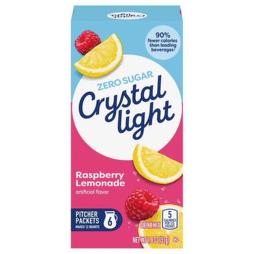 Crystal Light Pitcher Packets Zero Sugar Raspberry Lemonade Drink Mix