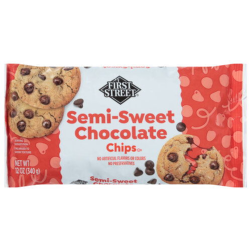 First Street Chocolate Chips, Real Semi-Sweet Chocolate