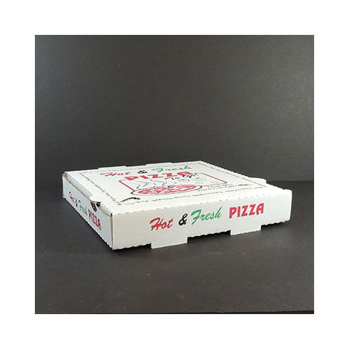 First Street 10 Inch White Printed B Flute Pizza Box