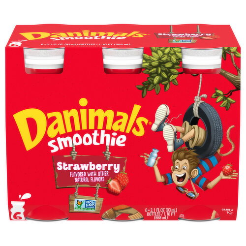 Danimals Strawberry Kids Low Fat Yogurt Smoothies