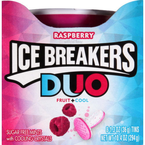 Ice Breakers Mints, Sugar Free, Fruit + Cool, Raspberry