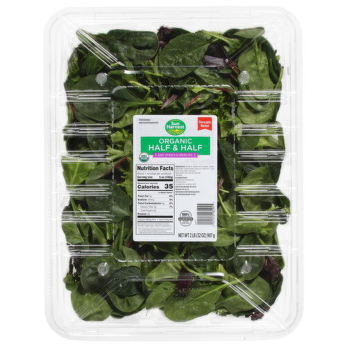 Sun Harvest Half & Half, Organic, Baby Spinach & Spring Mix