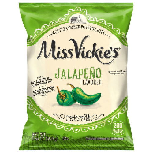 Miss Vickie's Potato Chips, Jalapeno Flavored, Kettle Cooked
