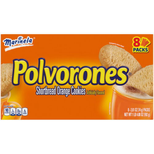 Marinela Shelf-Stable Orange Shortbread Cookies, 8 count, 20.88 oz