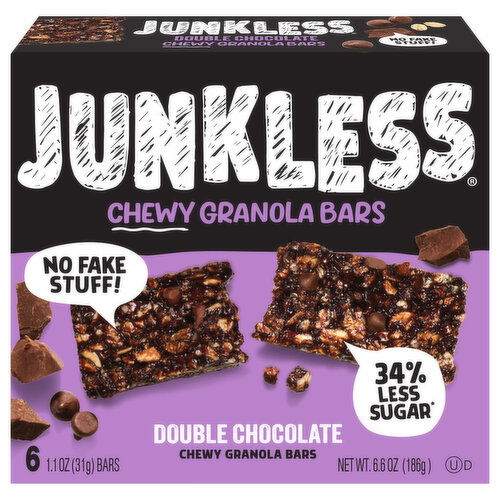 Junkless Granola Bars, Chewy, Double Chocolate