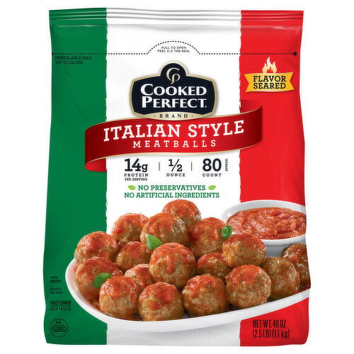 Cooked Perfect Meatballs, Bite Size, Italian Style