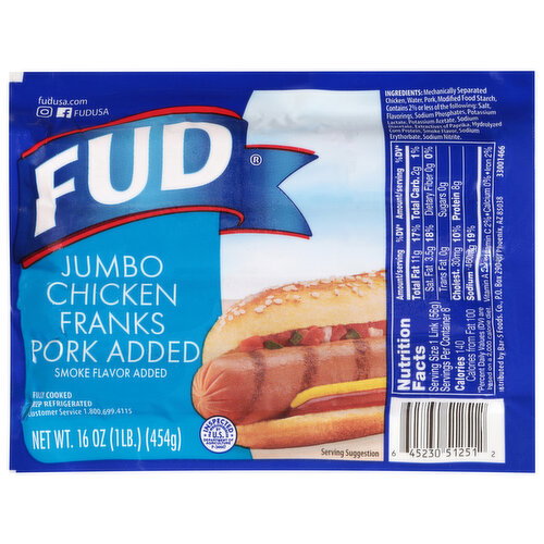 FUD Pork Added Jumbo Chicken Franks