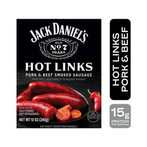 Jack Daniel's Hot Links Pork & Beef Smoked Sausage, 12 oz, 4 Count Image 1 of 5