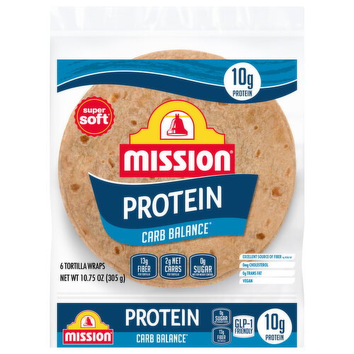 Mission Super Soft Protein Plant Powered Tortilla Wraps Image 1 of 4