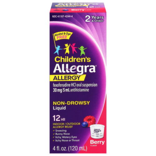 Allegra Liquid Non-Drowsy Children's Berry Flavor 30 mg/5 mL Allergy