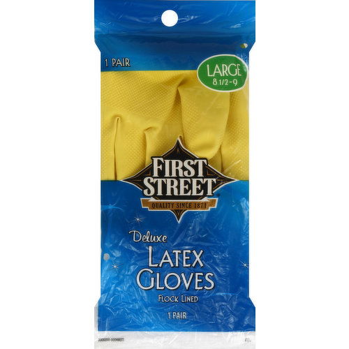 First Street Gloves, Latex, Deluxe, Large (8-1/2 to 9)