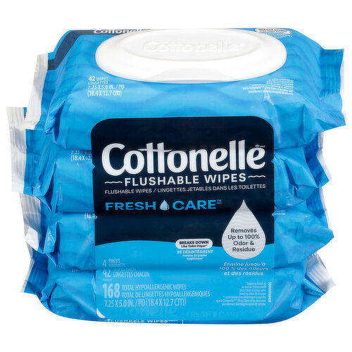 Cottonelle Wipes, Flushable, 4 Pack
