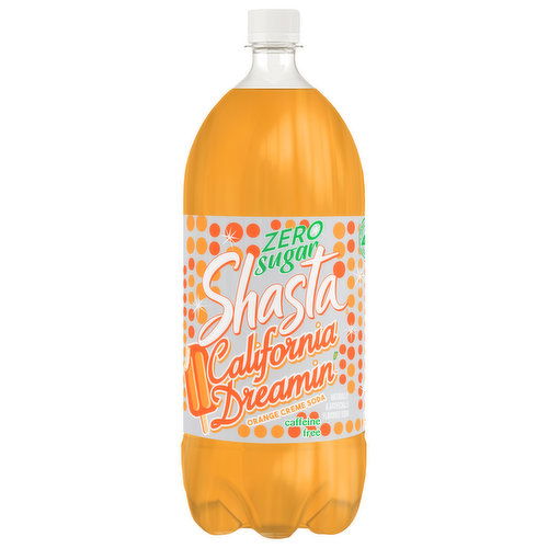 Shasta Soda, Caffeine Free, Zero Sugar, Orange Creme