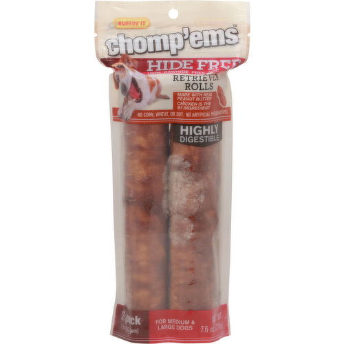 Ruffin' It Dog Chews, Retriever Rolls, 2 Pack