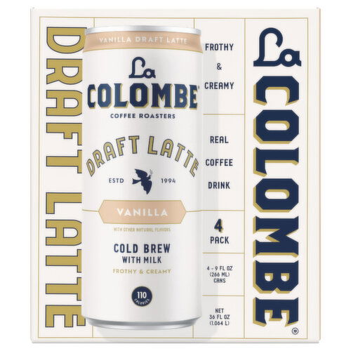 La Colombe Cold Brew, with Milk, Draft Latte, Vanilla, 4 Pack