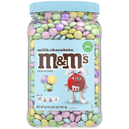 M&M'S Milk Chocolate Assorted Pastel Easter Candy Bulk Jar - 62 oz