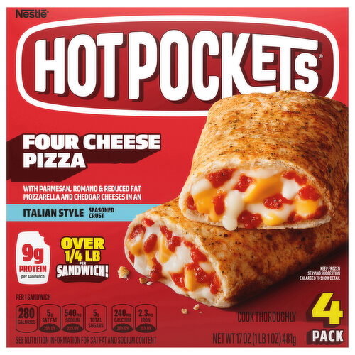 Hot Pockets Italian Style Seasoned Crust Four Cheese Pizza Sandwiches