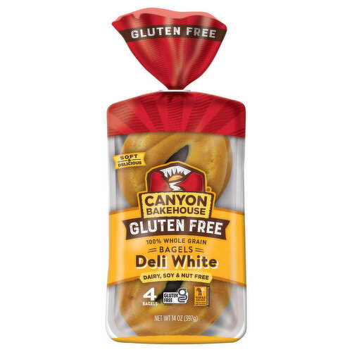 Canyon Bakehouse Gluten Free 100% Whole Grain Deli White Bagels