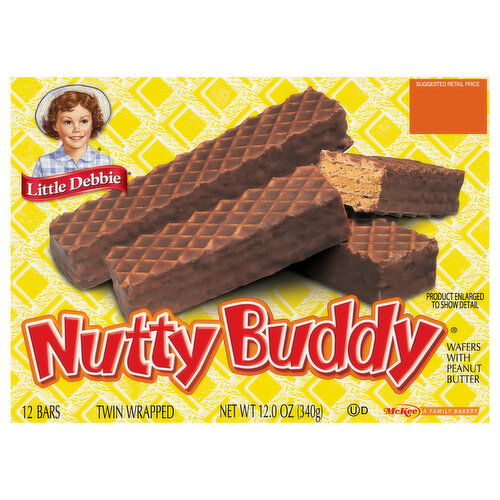 Little Debbie Wafer Bars, with Peanut Butter, Nutty Buddy