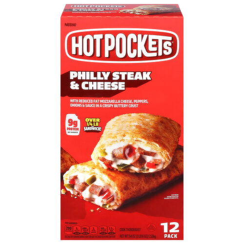 Hot Pockets Crust, Philly Steak & Cheese, Seasoned, 12 Pack