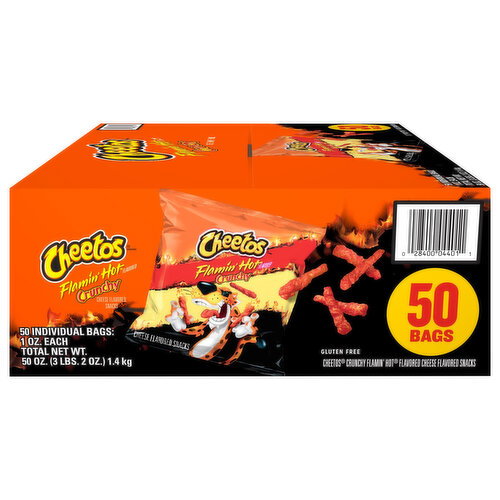 Cheetos Crunchy Flamin' Hot Flavored Cheese Flavored Snacks Image 1 of 6
