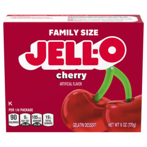 Jell-O Gelatin Dessert, Cherry, Family Size