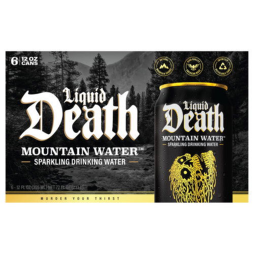 Liquid Death Sparkling Drinking Water, Mountain Water