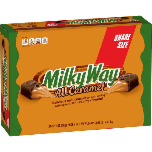Milky Way All Caramel Milk Chocolate Bar, Share Size, 24 ct.