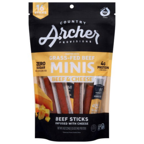 Country Archer Provisions Beef & Cheese Minis Beef Sticks