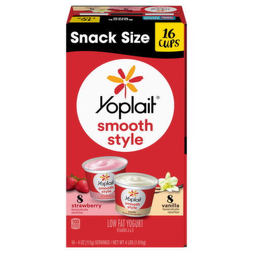 Yoplait Low Fat Smooth Style Strawberry/Vanilla Yogurt Snack Size