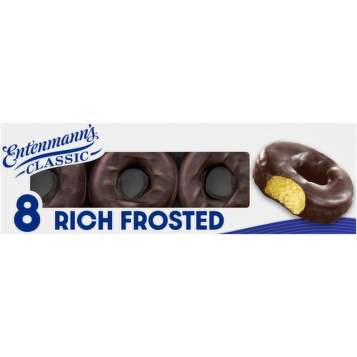 Entenmann's Rich Frosted Chocolate Donuts, 8 count, 15 oz