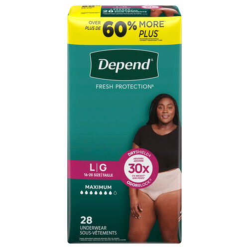 Depend Maximum L 16 - 20 Size Underwear