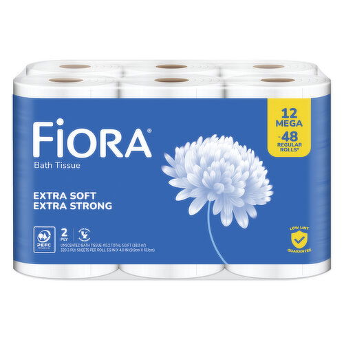 Fiora 2-Ply Extra Soft Extra Strong Unscented Bath Tissue