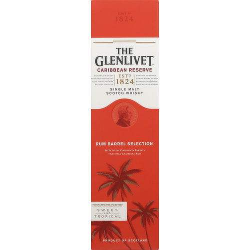 The Glenlivet Scotch Whisky, Single Malt, Caribbean Reserve, Rum Barrel Selection