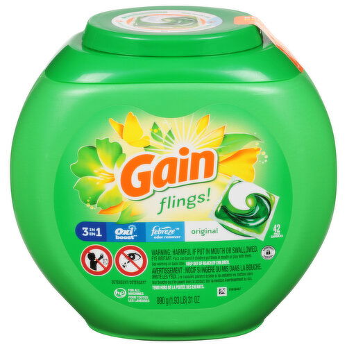 Gain Detergent, 3 in 1, Original, Pacs