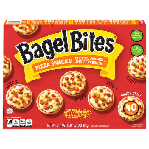 Bagel Bites Cheese, Sausage, and Pepperoni Pizza Snacks Party Size!