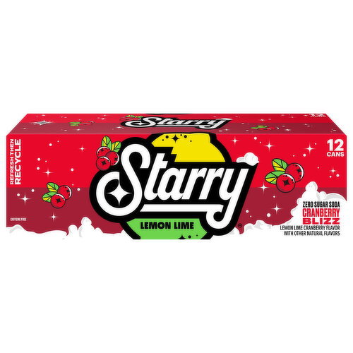 Starry Zero Sugar Lemon Lime Cranberry Blizz Soda Image 1 of 3