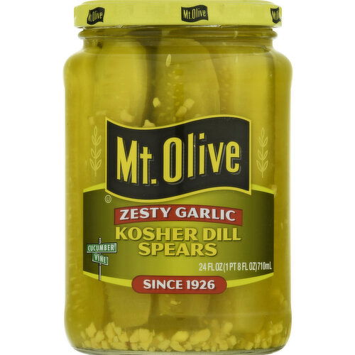Mt Olive Pickles, Kosher Dill Spears, Zesty Garlic