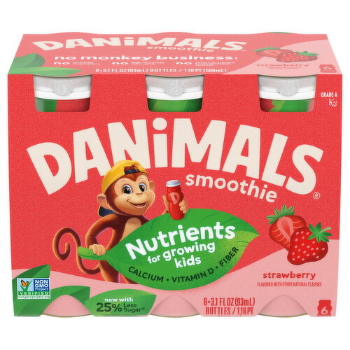 Danimals Strawberry Kids Low Fat Yogurt Smoothies