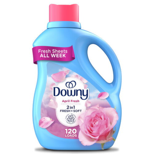 Downy Soft, 2 in 1 Soft and Fresh Liquid Fabric Softener, April Fresh, 120 Loads Image 1 of 7