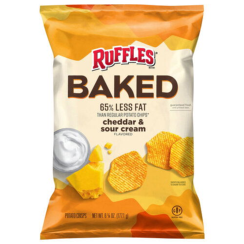 Ruffles Potato Crisps, Cheddar & Sour Cream Flavored, Baked