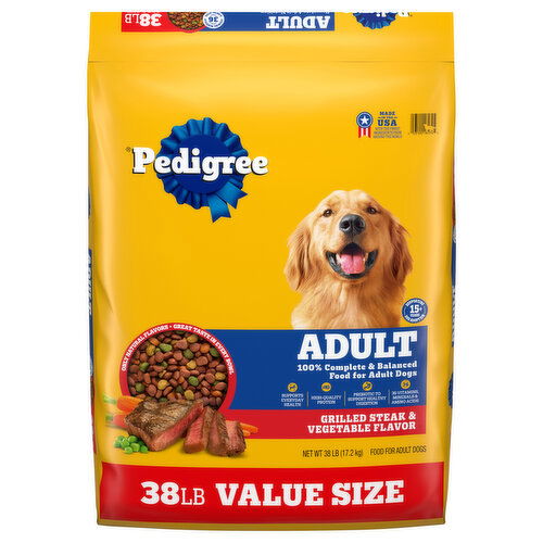 Pedigree Adult Grilled Steak & Vegetable Flavor Food for Adult Dogs Value Size