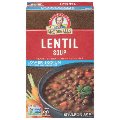 Dr. McDougall's Soup, Lower Sodium, Lentil