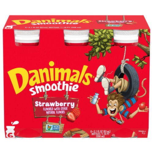 Danimals Strawberry Kids Low Fat Yogurt Smoothies