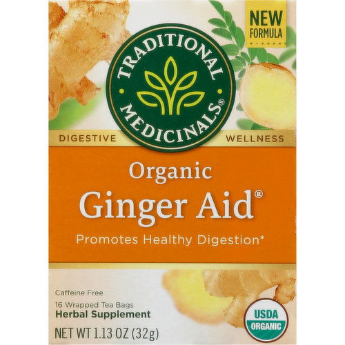 Traditional Medicinals Herbal Supplement, Organic, Ginger Aid, Tea Bags