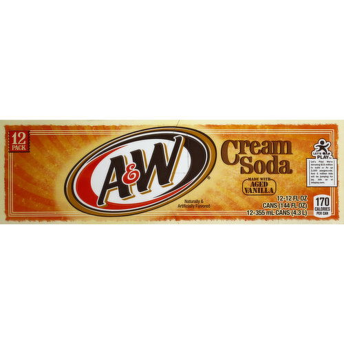 A&W Cream Soda, 12 Pack