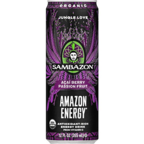 Sambazon Energy Drink, Acai Berry Passion Fruit, Jungle Love